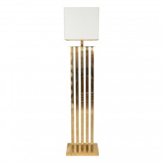 Rectilinear standing brass floor lamp